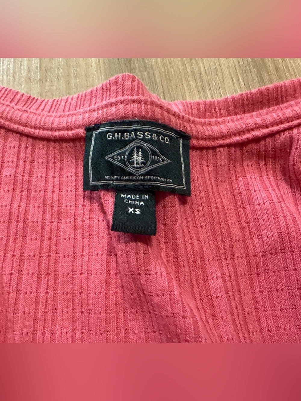 3 for $25 G.H. Bass & Co. Women Ribbed Henley Long Sleeve Top Coral Soft Cozy XS - Picture 4 of 6